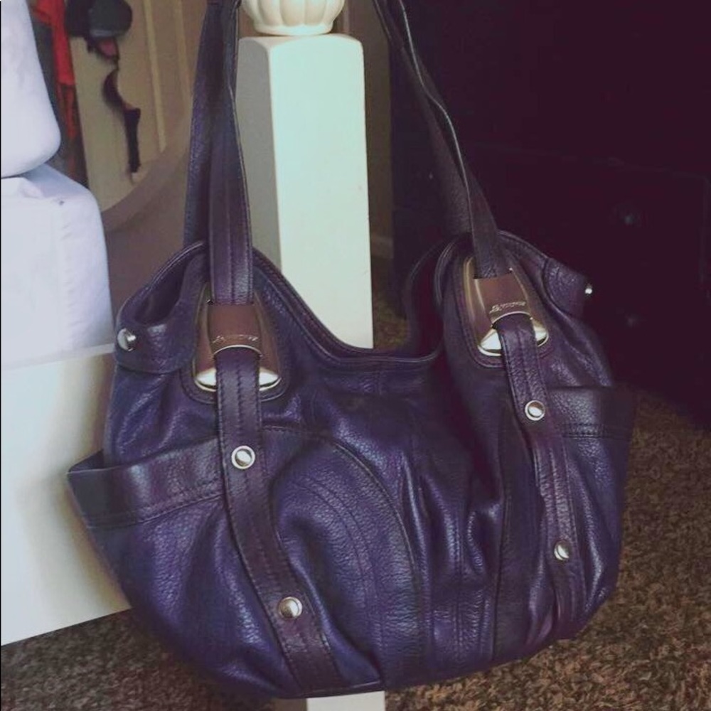 b makowsky leather purple bag